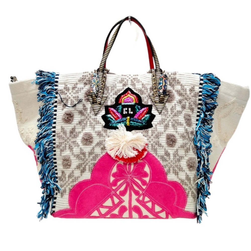 Christian Louboutin Portugaba Fringe  Embroidered Two-Way Tote/Shoulder Bag